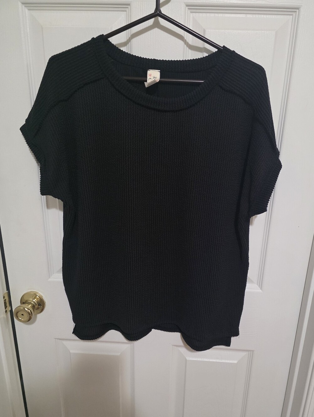 7th Ray Black Short Sleeve Knit Top  NEW